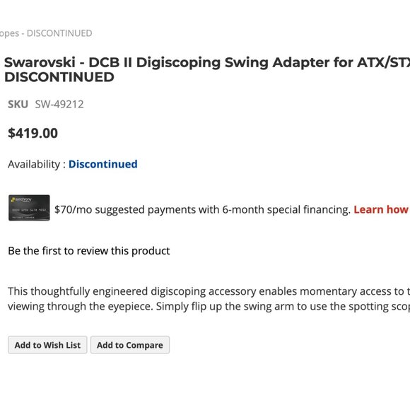 Swarovski DCB II Photography/Digiscoping Camera Adapter for ATS HD/STS HD/ATM/ST - Picture 16 of 16